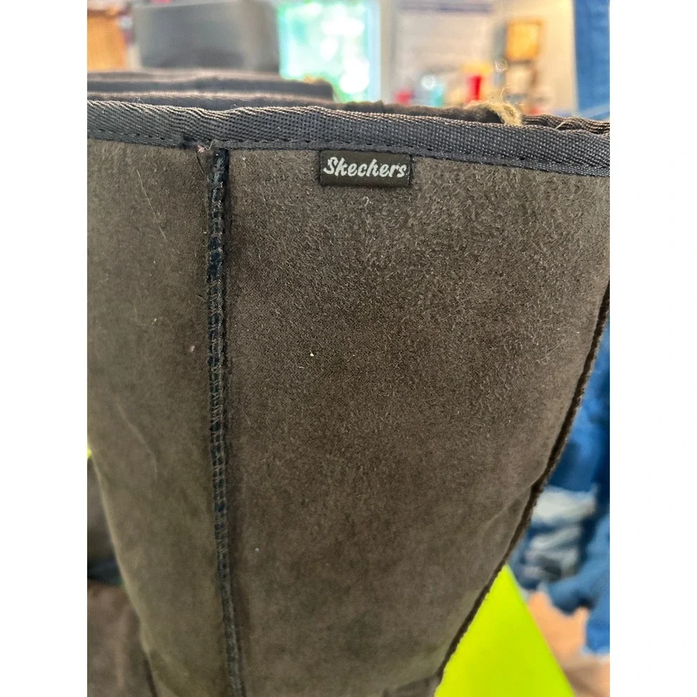 Skechers Australia Womens Tall Suede Boots Chocolate Brown Shearling Style 8 1/2